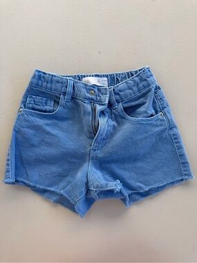 Zara Light Blue Raw Hem Denim Shorts